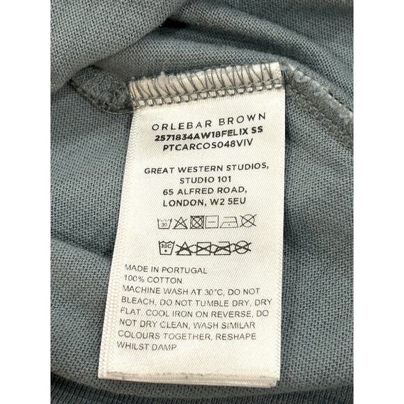 Orlebar Brown Polo Shirt Mens XL Cadet Blue Cotton Short Sleeve - Picture 5 of 5